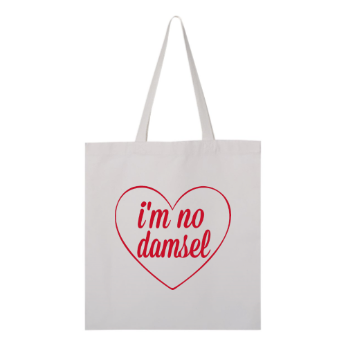 I'm No Damsel (red font) Tote