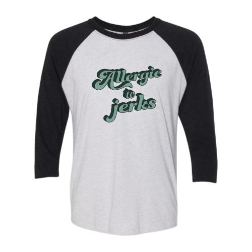 Allergic (green font) Baseball Tee