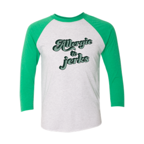 Allergic (green font) Baseball Tee