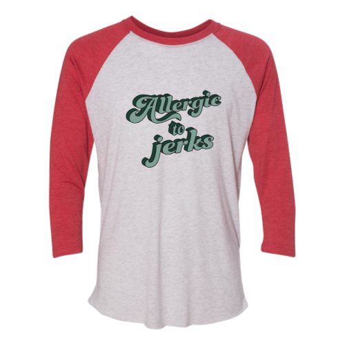 Allergic (green font) Baseball Tee