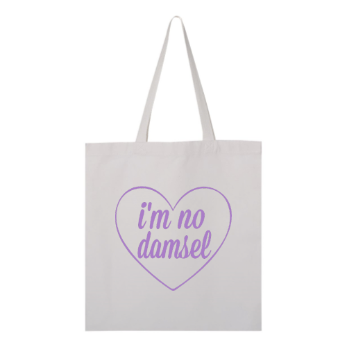 I'm No Damsel Tote - Lavender Font